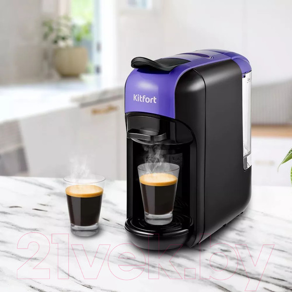 Изображение товара Кофеварка эспрессо Kitfort KT-7105-1 3 в 1 (черно-фиолетовый)