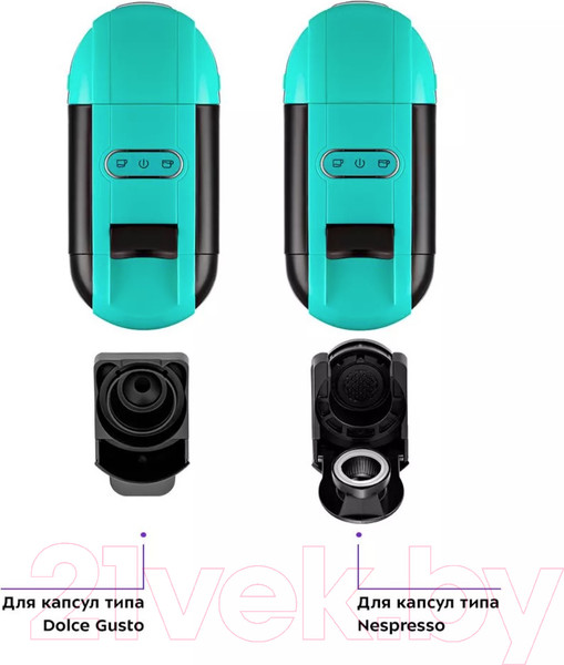 Изображение товара Кофеварка эспрессо Kitfort KT-7105-3 3 в 1 (черно-бирюзовый)