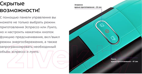 Изображение товара Кофеварка эспрессо Kitfort KT-7105-3 3 в 1 (черно-бирюзовый)