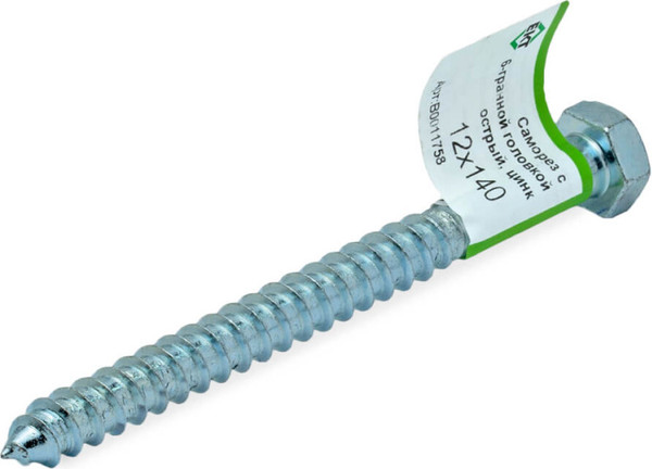 Изображение товара Саморез ЕКТ 12x140 Острый Шестигранная головка / B0011758 (оцинкованный)
