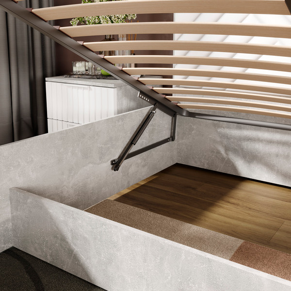 Изображение товара Двуспальная кровать ТриЯ Хилтон универсальная тип 1 с ПМ 160x200 (ателье светлый/белый)