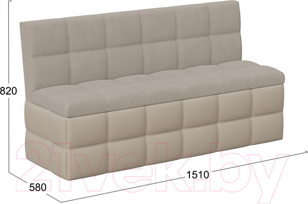 Изображение товара Скамья кухонная мягкая ТриЯ Домино исп.2 (кожзам светло-коричневый/велюр мокко светлый)