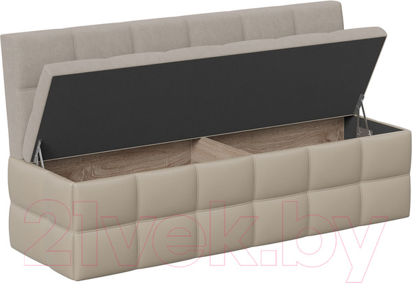 Изображение товара Скамья кухонная мягкая ТриЯ Домино исп.2 (кожзам светло-коричневый/велюр мокко светлый)