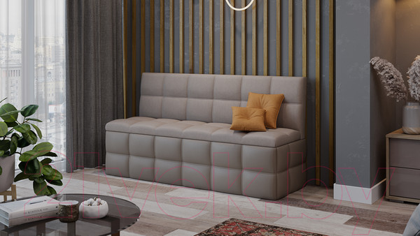 Изображение товара Скамья кухонная мягкая ТриЯ Домино исп.2 (кожзам светло-коричневый/велюр мокко светлый)