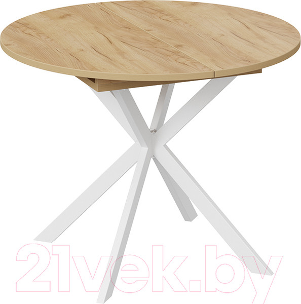 Изображение товара Обеденный стол ТриЯ Мэдисон раздвижной тип 1 (белый муар/дуб крафт золотой)