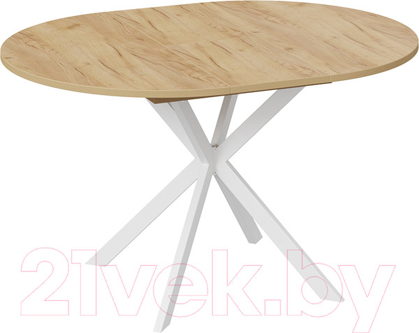 Изображение товара Обеденный стол ТриЯ Мэдисон раздвижной тип 1 (белый муар/дуб крафт золотой)