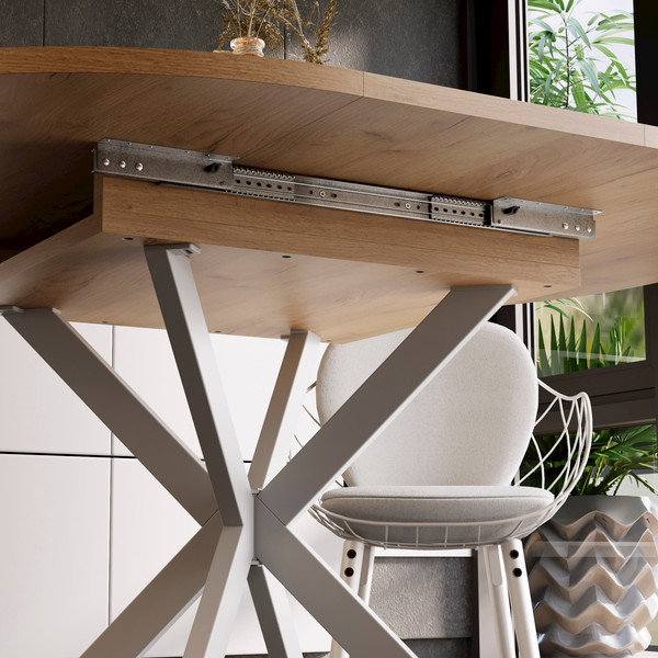 Изображение товара Обеденный стол ТриЯ Мэдисон раздвижной тип 1 (белый муар/дуб крафт золотой)