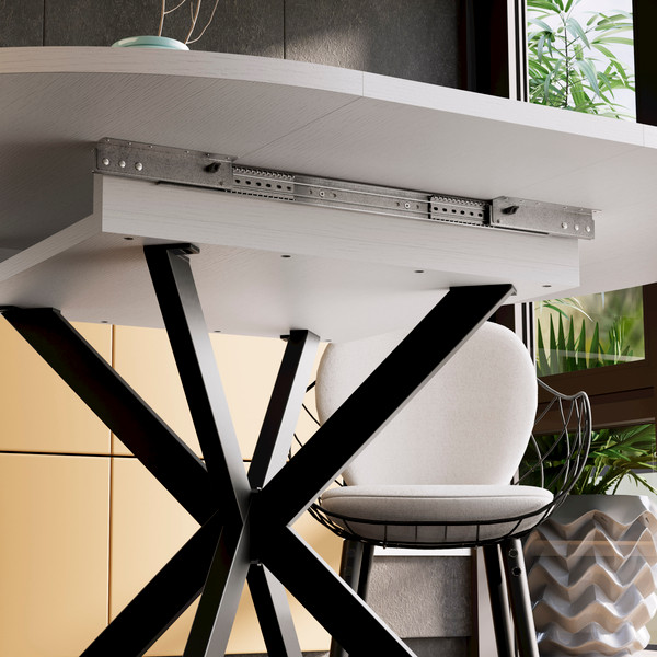 Изображение товара Обеденный стол ТриЯ Мэдисон раздвижной тип 1 (черный муар/белый)