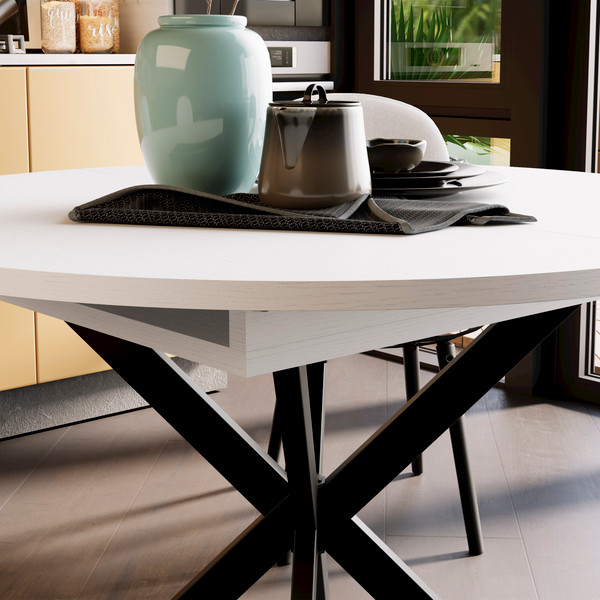 Изображение товара Обеденный стол ТриЯ Мэдисон раздвижной тип 1 (черный муар/белый)