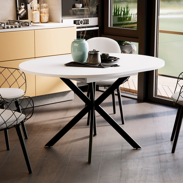 Изображение товара Обеденный стол ТриЯ Мэдисон раздвижной тип 1 (черный муар/белый)