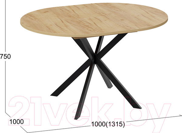 Изображение товара Обеденный стол ТриЯ Мэдисон раздвижной тип 1 (черный муар/дуб крафт золотой)