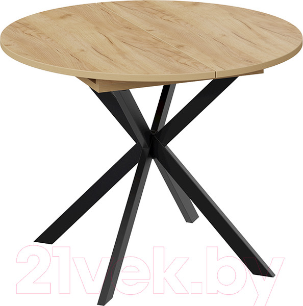 Изображение товара Обеденный стол ТриЯ Мэдисон раздвижной тип 1 (черный муар/дуб крафт золотой)