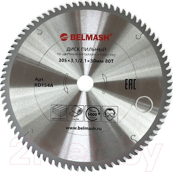 Изображение товара Пильный диск БЕЛМАШ 305x3.1/2.1x30 80T / RD154A