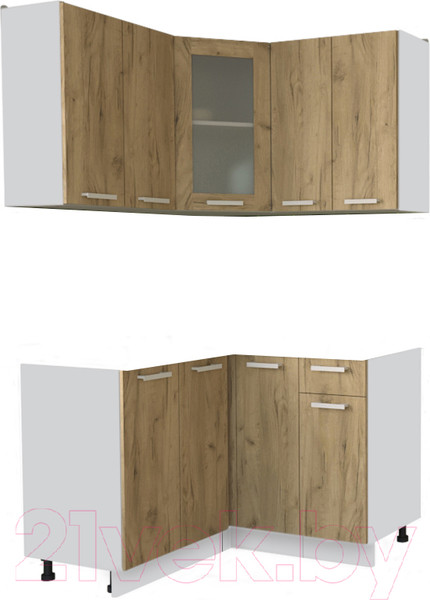 Изображение товара Кухонный гарнитур Интерлиния Мила 12x12 без столешницы (дуб золотой)