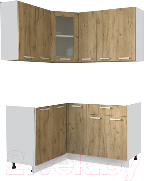 Изображение товара Кухонный гарнитур Интерлиния Мила 12x15 без столешницы (дуб золотой)