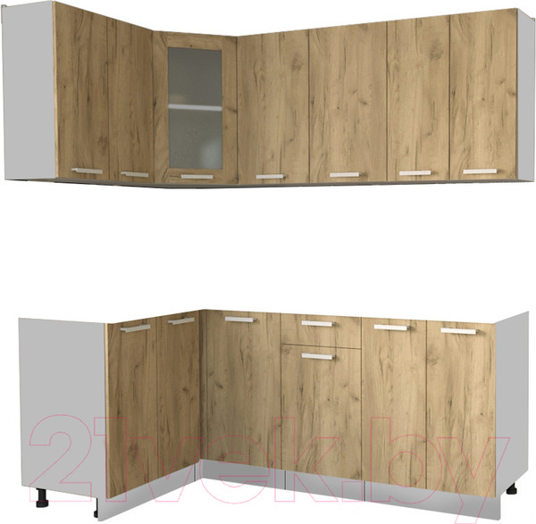 Изображение товара Кухонный гарнитур Интерлиния Мила 12x20 без столешницы (дуб золотой)