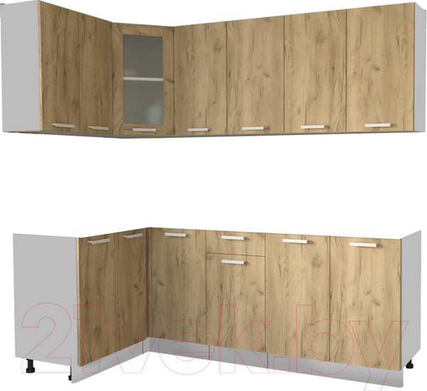 Изображение товара Кухонный гарнитур Интерлиния Мила 12x22 без столешницы (дуб золотой)