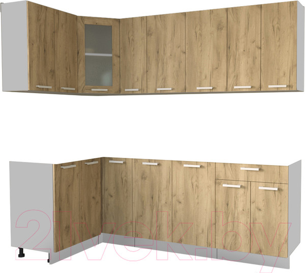 Изображение товара Кухонный гарнитур Интерлиния Мила 12x23 без столешницы (дуб золотой)