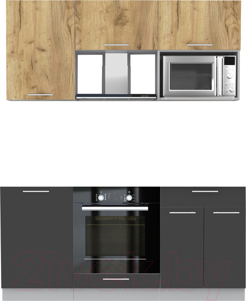 Изображение товара Кухонный гарнитур Интерлиния Мила 1.7 ВТ без столешницы (дуб золотой/антрацит)