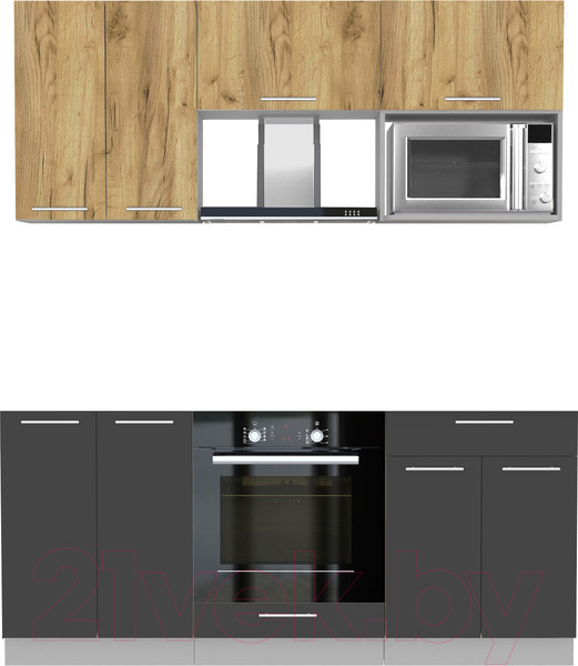 Изображение товара Кухонный гарнитур Интерлиния Мила 1.8 ВТ без столешницы (дуб золотой/антрацит)