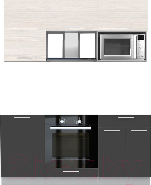 Изображение товара Кухонный гарнитур Интерлиния Мила 1.7 ВТ без столешницы (вудлайн кремовый/антрацит)