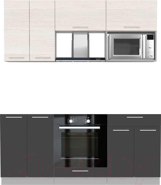 Изображение товара Кухонный гарнитур Интерлиния Мила 1.8 ВТ без столешницы (вудлайн кремовый/антрацит)