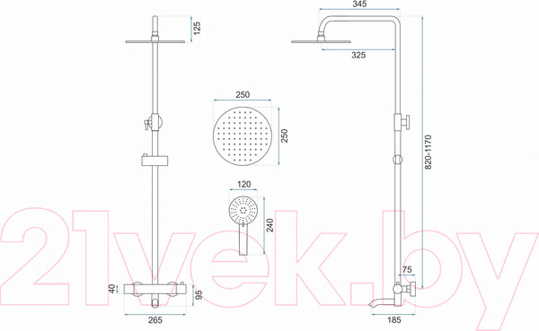 Изображение товара Душевая система со смесителем REA REA-P6607