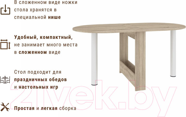 Изображение товара Стол-книга Кортекс-мебель Бон 2 (дуб сонома)