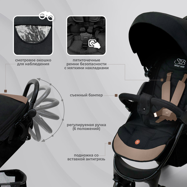Изображение товара Детская прогулочная коляска Sweet Baby Rapido (Black)