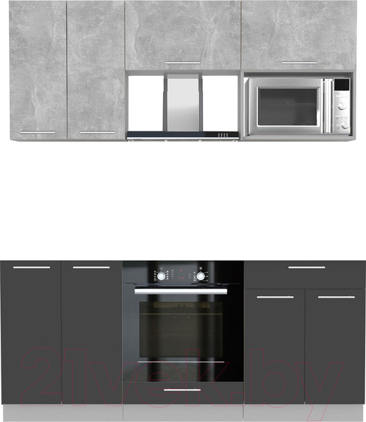 Изображение товара Кухонный гарнитур Интерлиния Мила 1.8 ВТ без столешницы (бетон/антрацит)