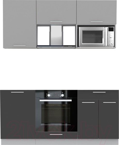 Изображение товара Кухонный гарнитур Интерлиния Мила 1.7 ВТ без столешницы (серебристый/антрацит)