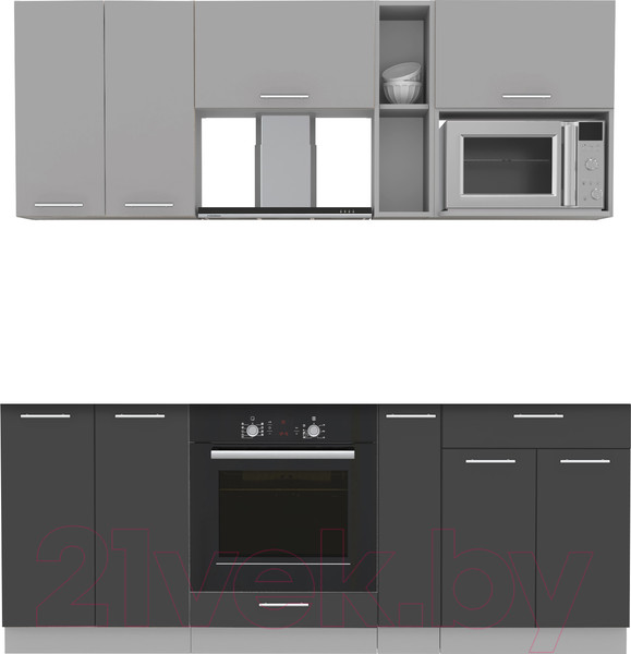 Изображение товара Кухонный гарнитур Интерлиния Мила 2.0 ВТ без столешницы (серебристый/антрацит)