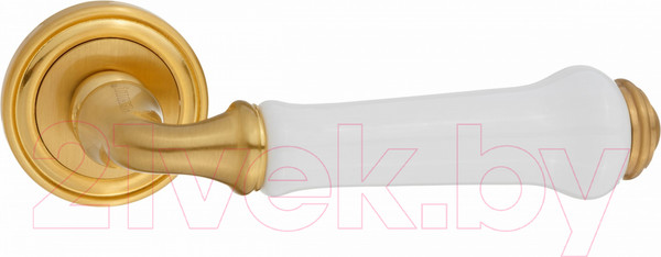Изображение товара Ручка дверная Ренц Сиракузы / INDH 617-16 SG/WH (латунь матовая/белая керамика)