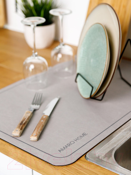 Изображение товара Коврик для сушки посуды Amaro Home С абсорбирующим эффектом / AH-KAFM-S/GR (серый)