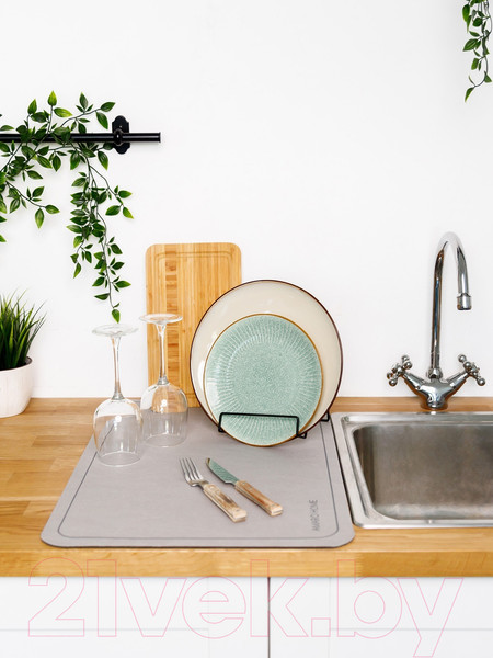 Изображение товара Коврик для сушки посуды Amaro Home С абсорбирующим эффектом / AH-KAFM-S/GR (серый)