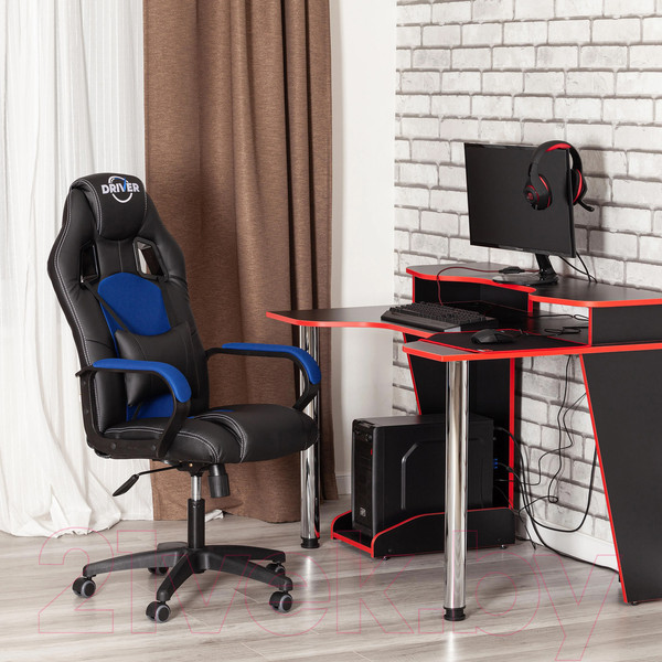 Изображение товара Кресло геймерское Tetchair Driver кожзам/ткань (черный/синий)