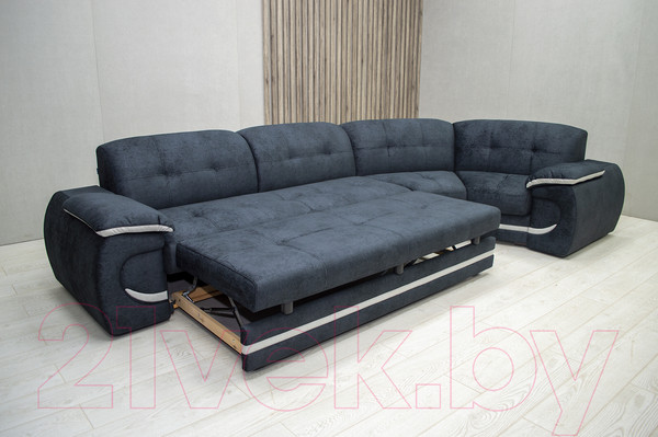 Изображение товара Диван угловой Петрамебель Браво правый (брабус 17 темно-серый велюр/брабус 15 светло-серый велюр)