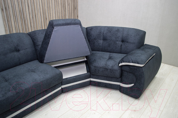 Изображение товара Диван угловой Петрамебель Браво правый (брабус 17 темно-серый велюр/брабус 15 светло-серый велюр)