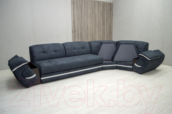 Изображение товара Диван угловой Петрамебель Браво правый (брабус 17 темно-серый велюр/брабус 15 светло-серый велюр)