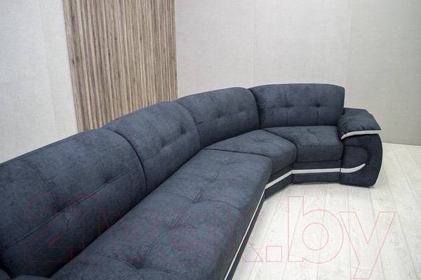 Изображение товара Диван угловой Петрамебель Браво правый (брабус 17 темно-серый велюр/брабус 15 светло-серый велюр)