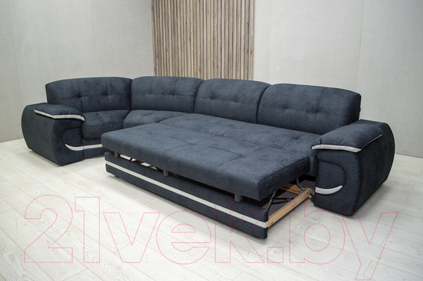 Изображение товара Диван угловой Петрамебель Браво левый (брабус 17 темно-серый велюр/брабус 15 светло-серый велюр)