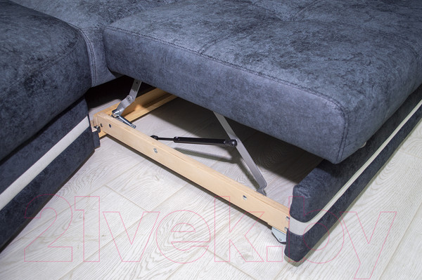 Изображение товара Диван угловой Петрамебель Браво левый (брабус 17 темно-серый велюр/брабус 15 светло-серый велюр)