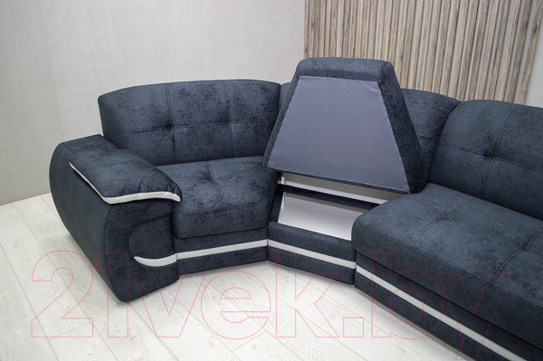 Изображение товара Диван угловой Петрамебель Браво левый (брабус 17 темно-серый велюр/брабус 15 светло-серый велюр)