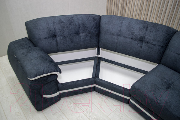 Изображение товара Диван угловой Петрамебель Браво левый (брабус 17 темно-серый велюр/брабус 15 светло-серый велюр)