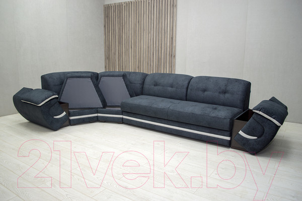 Изображение товара Диван угловой Петрамебель Браво левый (брабус 17 темно-серый велюр/брабус 15 светло-серый велюр)