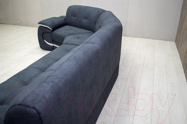 Изображение товара Диван угловой Петрамебель Браво левый (брабус 17 темно-серый велюр/брабус 15 светло-серый велюр)