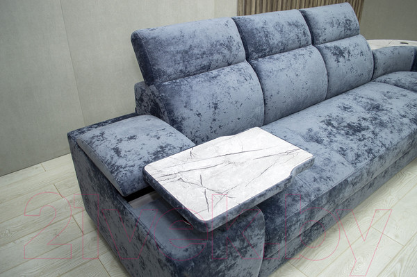 Изображение товара Диван угловой Петрамебель Браво комфорт правый (плюш стил светло-голубой велюр)