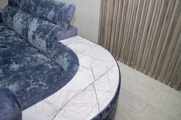 Изображение товара Диван угловой Петрамебель Браво комфорт правый (плюш стил светло-голубой велюр)