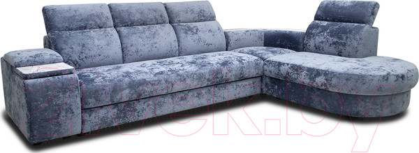 Изображение товара Диван угловой Петрамебель Браво комфорт правый (плюш стил светло-голубой велюр)