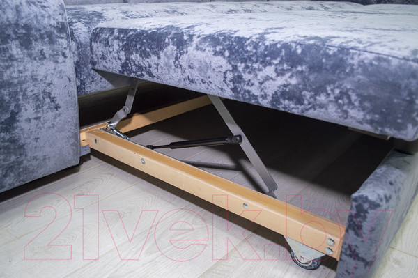 Изображение товара Диван угловой Петрамебель Браво комфорт правый с беспроводной зарядкой (плюш стил светло-голубой велюр)